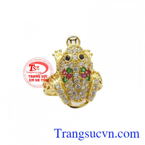 Nhẫn nữ cóc ngậm tiền vàng 10k, bảo hành 6 tháng, giao hàng nhanh trên toàn quốc