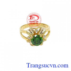 Nhẫn nữ đá xanh vàng