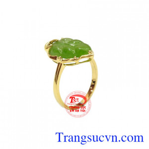 Nhẫn nữ Nephrite vàng 14k đẹp được thiết kế với phong cách mới mẻ giúp người đeo thể hiện cá tính,Nhẫn nữ Nephrite vàng 14k đẹp