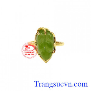 Sản phẩm kết hợp ngọc cẩm thạch thiên nhiên và vàng tây 14k bền đẹp,Nhẫn nữ Nephrite vàng 14k đẹp
