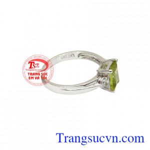 Nhẫn nữ peridot thời trang vàng 14k, giao hàng nhanh trên toàn quốc, bảo hành 12 tháng
