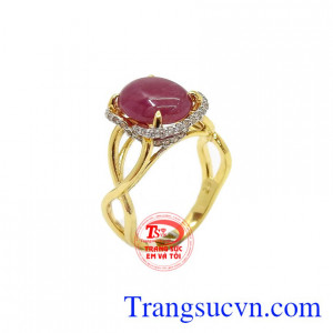 Nhẫn nữ Ruby vàng 10k kiểu dáng đẹp, tinh xảo, gắn đá Ruby cao cấp,Nhẫn nữ Ruby vàng 10k