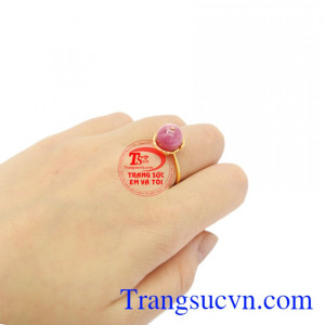Nhẫn nữ Ruby vàng 14k đẹp chất lượng, thiên nhiên.