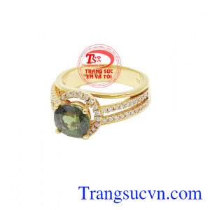 Nhẫn nữ đá quý sapphire vàng tây
