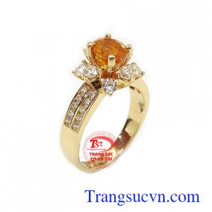 Nhẫn nữ Sapphire may mắn vàng 14k ché tác công nghệ cao, gắn đá Sapphire vàng sang trọng, đẳng cấp