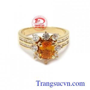 Nhẫn nữ vàng 14k gắn đá quý thiên nhiên sang trọng, tinh xảo Nhẫn nữ Sapphire may mắn vàng 14k