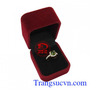 Nhẫn nữ vàng gắn đá quý Tuormaline thiên nhiên dành cho phái đẹp, đeo hợp thời trang và quý phái