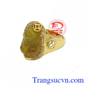 Nhẫn Nữ tỳ hưu thiết kế tinh tế vàng 18k, bảo hành 12 tháng, giao hàng nhanh trên toàn quốc