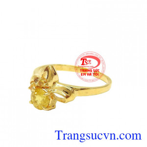 Nhẫn nữ vàng đá saphira thiên nhiên vàng 10k, bảo hành 6 tháng, giao hàng nhanh trên toàn quốc