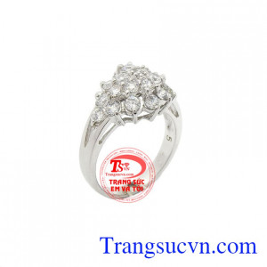 Nhẫn nữ vàng trắng 14k Ý