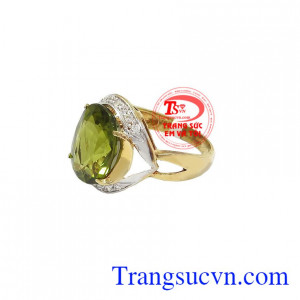 Nhẫn vàng đá Peridot Mệnh Hỏa, bảo hành 6 tháng, giao hàng nhanh trên toàn quốc
