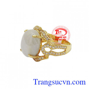 Nhẫn vàng nữ đá quý sapphire trắng vàng 18k, bảo hành 12 tháng, giao hàng nhanh trên toàn quốc