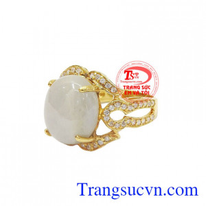 Nhẫn vàng nữ đá quý sapphire trắng