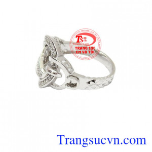 Nhẫn vàng trắng Italy 18k nhập khẩu nguyên chiếc, nhẫn nữ vàng trắng tinh tế, nhẫn nữ đẹp, bền, hợp thời trang