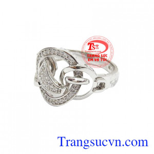 Nhẫn vàng trắng Italy 18k