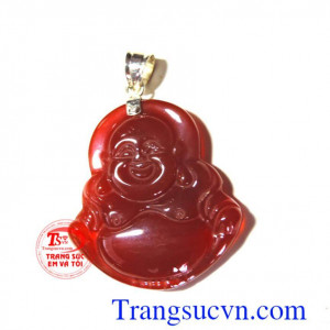 Phật mã não đỏ xin  mặt di lặc đá mã não trắng an lạc may mắn, phù hợp cho người mạng Kim mạng Biểu tượng của bình an, chế hóa hung khí,