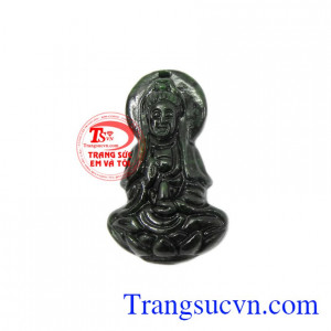 Phật quan âm phỉ thúy bình an được chế tác từ ngọc phỉ thúy thiên nhiên chất lượng cao