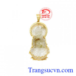 Phật quan âm thạch anh tóc bọc vàng đảm bảo uy tín chất lượng.