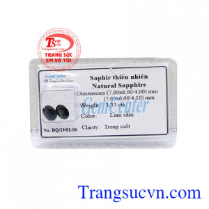 Saphire ép vỉ cao cấp gồm 2 viên sapphire thiên nhiên xanh lam quý phái, sang trọng