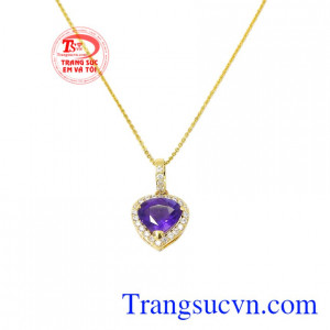 Bộ mặt dây nữ thạch anh tím đẹp có giấy kiểm định đá quý.