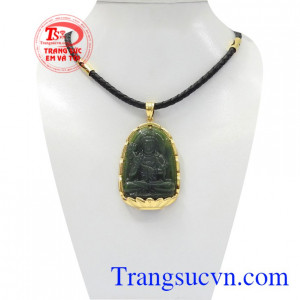 Bộ mặt dây phật tuổi Ngọ bọc vàng được chạm khắc hình phật Đại Thế Chí Bồ Tát tinh xảo, chất lượng.