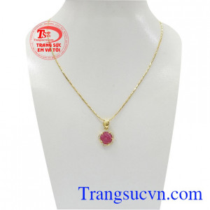 Bộ mặt dây Ruby vàng 14k được chế tác từ đá Ruby thiên nhiên chuẩn chất lượng,Bộ mặt dây Ruby vàng 14k