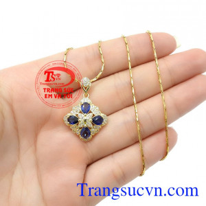 Sản phảm thích hợp làm quà tặng cho người thân hoặc bạn bè,Bộ mặt dây Sapphire vàng 14k