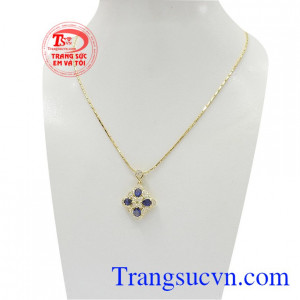 Bộ trang sức bảo hành uy tín, giao hàng toàn quốc,Bộ mặt dây Sapphire vàng 14k