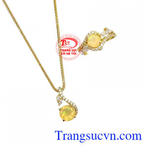 Bộ trang sức đá Opal được chế tác đẹp và tinh xảo từ đá Opal thiên nhiên,Bộ trang sức đá Opal