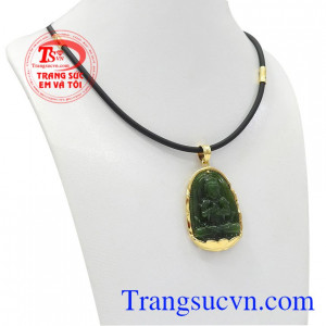 Bộ trang sức phật nepherite tuổi mùi-tuổi thân được chế tác từ ngọc cẩm thạch thiên nhiên và vàng tây 14k.