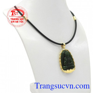 Bộ trang sức phật nepherite tuổi tuất-tuổi hợi được chế tác từ ngọc cẩm thạch thiên nhiên và vàng tây 14k. 