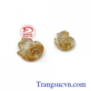 Cặp hồ ly thạch anh tóc quyền lực chạm khắc đẹp, chất lượng đá đảm bảo