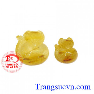 Cặp hồ ly thạch anh tóc thiên nhiên