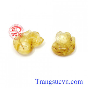 Cặp hồ ly thạch anh tóc thịnh vượng phù hợp làm mặt dây chuyền, mặt nhẫn đeo sang trọng, tinh tế