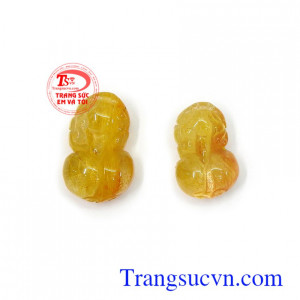 Cặp tỳ hưu thạch anh tóc bình an đá thiên nhiên cao cấp, đường nét chế tác tinh xảo, độc đáo