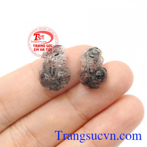 Cặp tỳ hưu thạch anh tóc chiêu tài