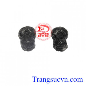 Sản phẩm thích hợp làm mặt dây, mặt vòng tay, nhẫn đôi cho các cặp tình nhân,Cặp tỳ hưu thạch anh tóc đen phú quý