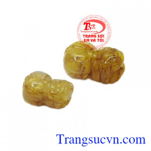 Tỳ hưu thiên nhiên đẹp. Cặp tỳ hưu thạch anh tóc may mắn