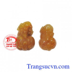 Cặp tỳ hưu thạch anh tóc thiên nhiên