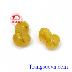 Cặp tỳ hưu thạch anh tóc vàng may mắn bền đẹp, chất lượng, chế tác theo yêu cầu