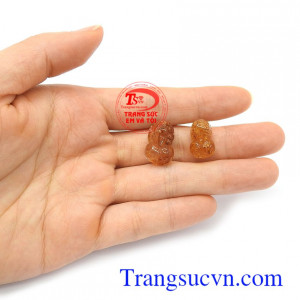 Cặp tỳ hưu thạch anh tóc vàng tài lộc chạm khắc tinh xảo, chế tác theo yêu cầu