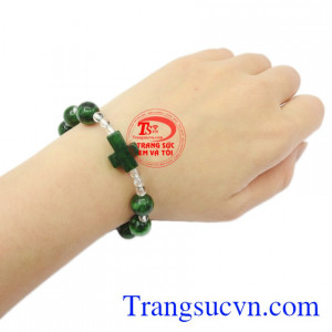 Chuỗi tay mân côi cẩm thạch thiên nhiên.