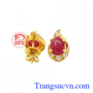 Hoa tai Ruby vàng 14k quý phái, giao hàng trên toàn quốc.