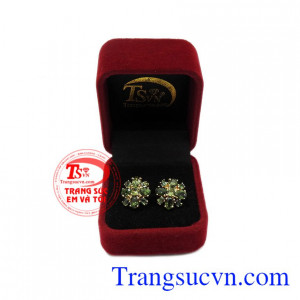 Sản phẩm bảo hành uy tín, giao hàng toàn quốc. Hoa tai sapphir quý phái.