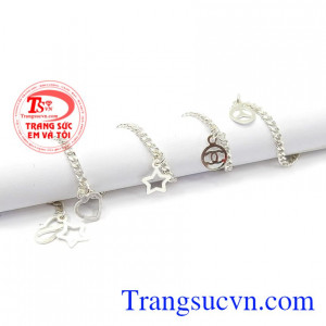 Trang sức bạc đẹp. Lắc chân bạc nữ may mắn