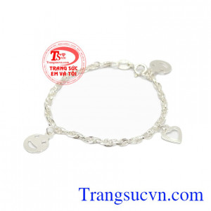Lắc tay bạc mềm cho bé thiết kế đơn giản, đáng yêu từ bạc 92.5,Lắc tay bạc mềm cho bé
