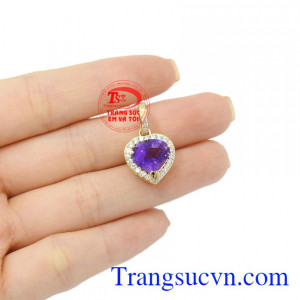 Mặt dây nữ vàng thạch anh tím đẹp thiên nhiên.
