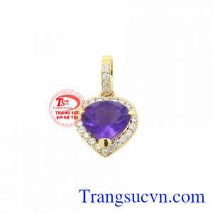 Mặt dây nữ vàng thạch anh tím đẹp được chế tác từ đá thạch anh tím (Amethyst) thiên nhiên, đẹp mắt.