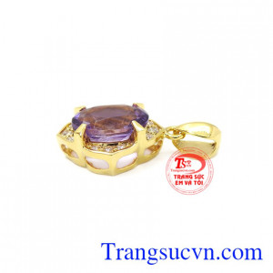 Mặt dây vàng thạch anh tím facet có giấy kiểm định. 