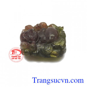 Mặt Di Lặc Tourmaline thiên nhiên.